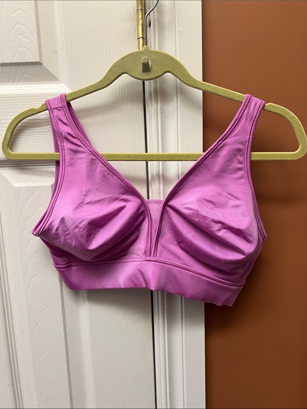 Women's Pink Supportive V-Neck Sports Bra